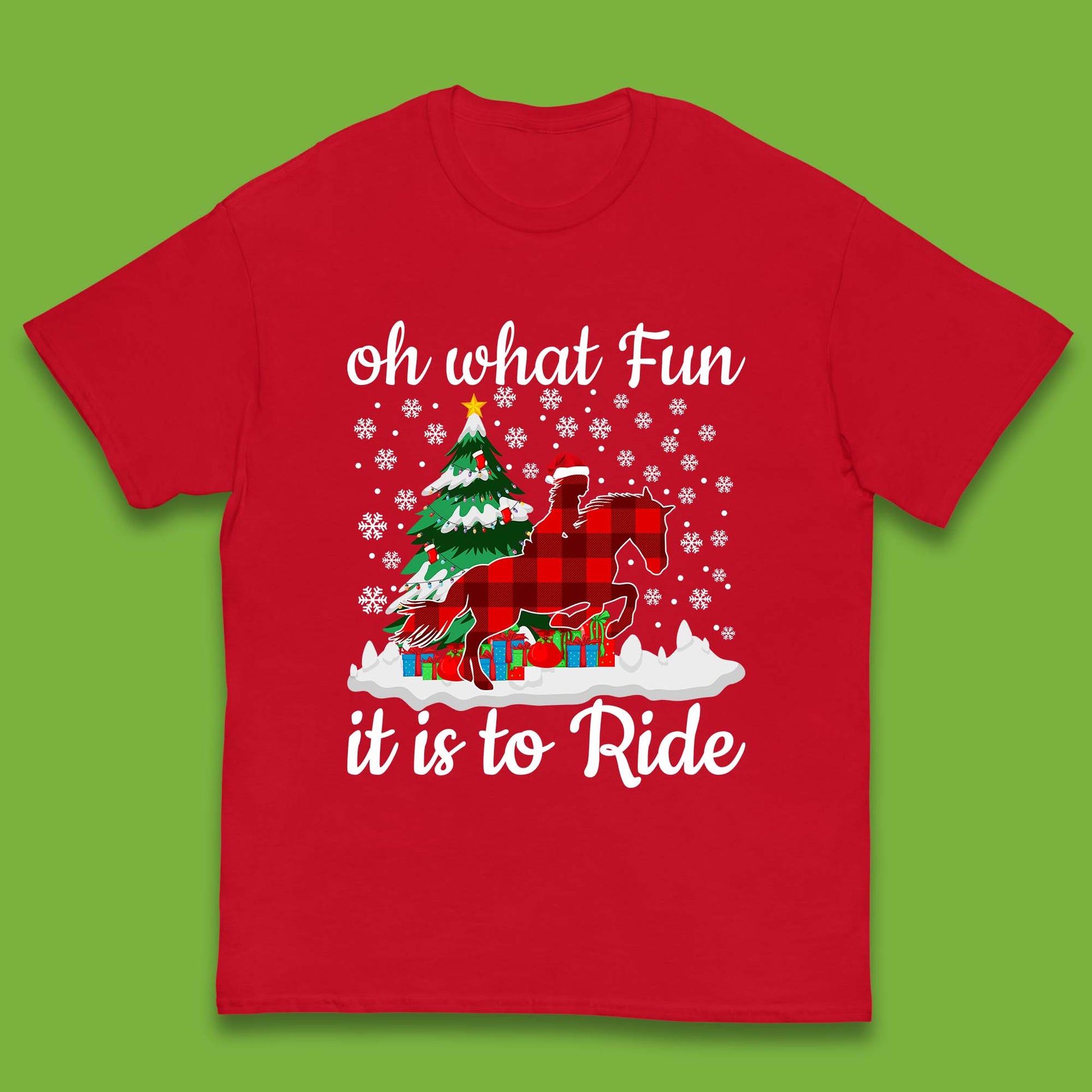 horse riding christmas kids t shirt