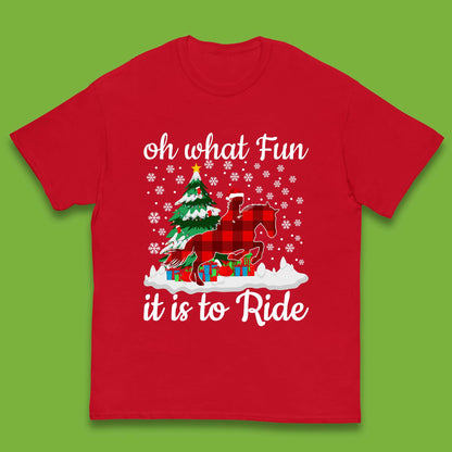 horse riding christmas kids t shirt