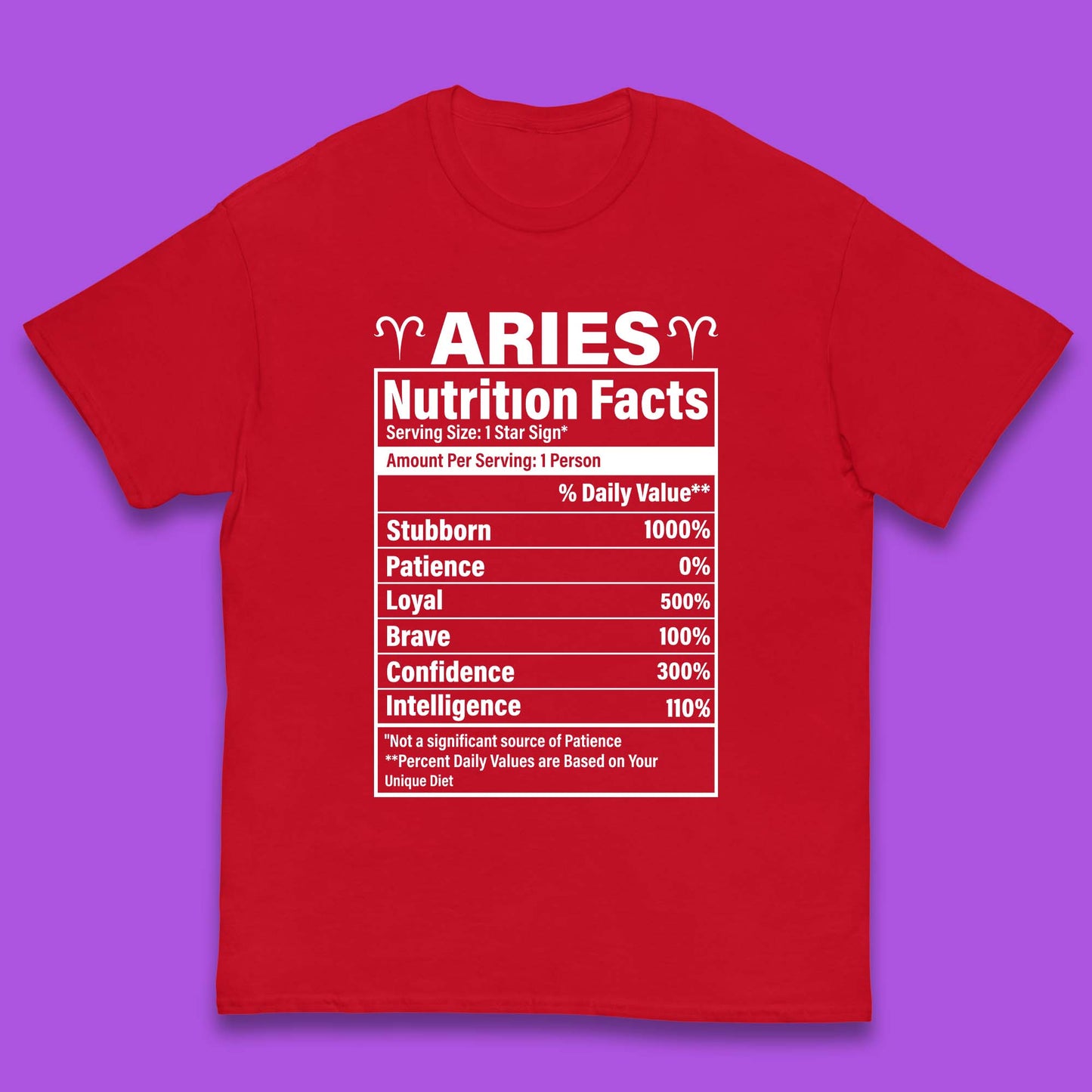 Aries Nutrition Fact Kids T-Shirt