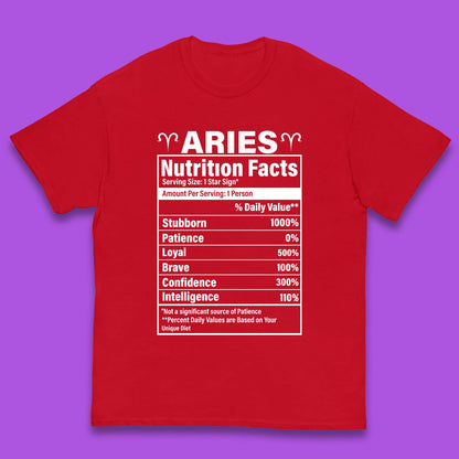 Aries Nutrition Fact Kids T-Shirt