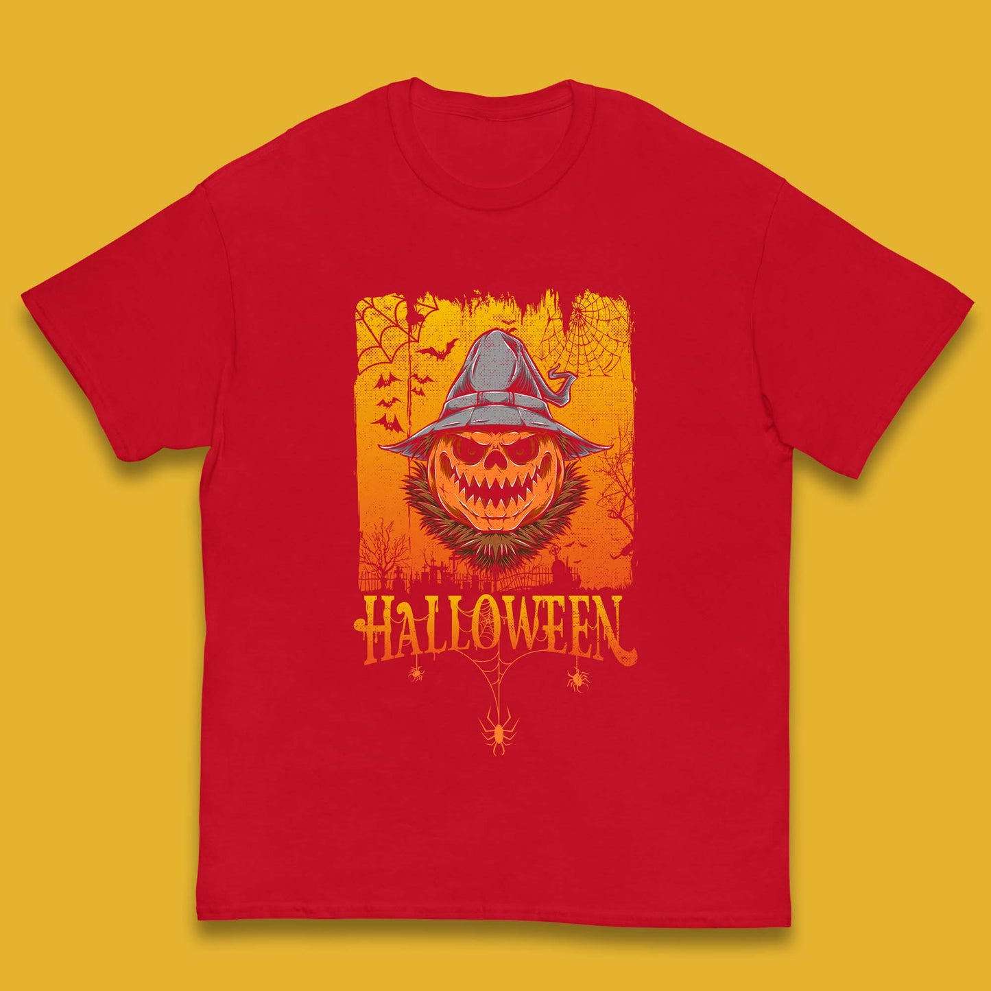 Angry Halloween Scary Evil Pumpkin Funny Pumpkin Head With Fire Eyes Scary Spooky Season Kids T Shirt
