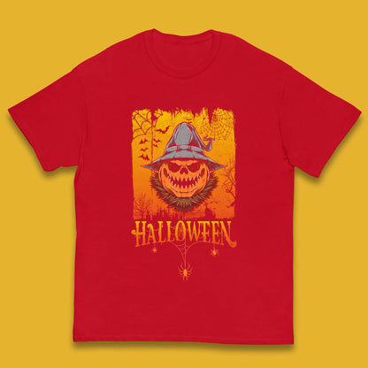 Angry Halloween Scary Evil Pumpkin Funny Pumpkin Head With Fire Eyes Scary Spooky Season Kids T Shirt