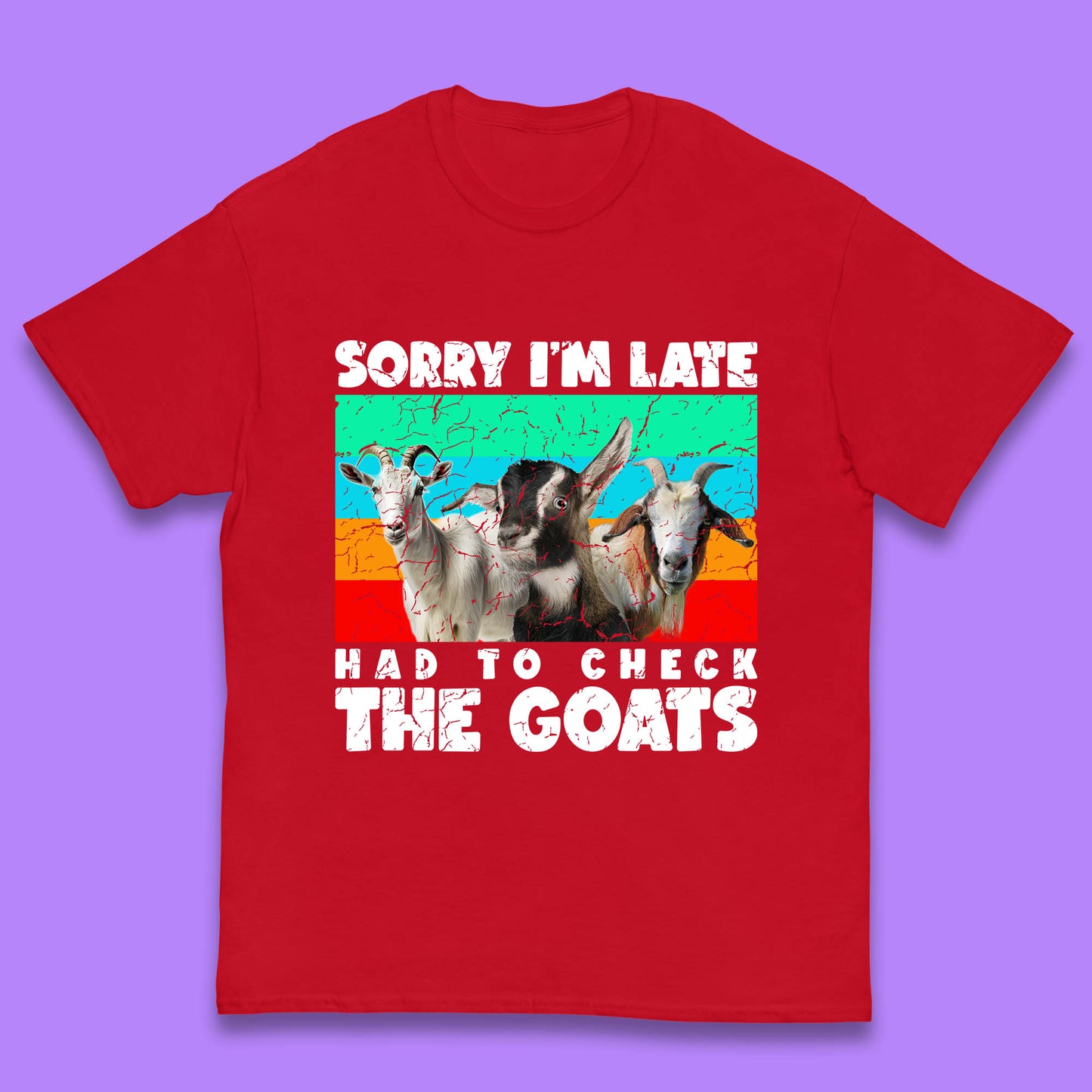 Sorry I'm Late Had To Check The Goats Vintage Goat Lover Farmer Kids T Shirt