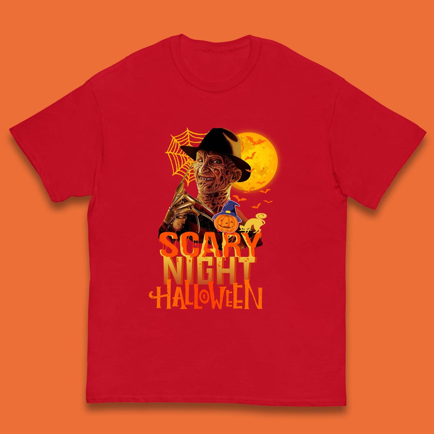 Scary Night Halloween Freddy Krueger Horror Movie Character Spooky Season Kids T Shirt