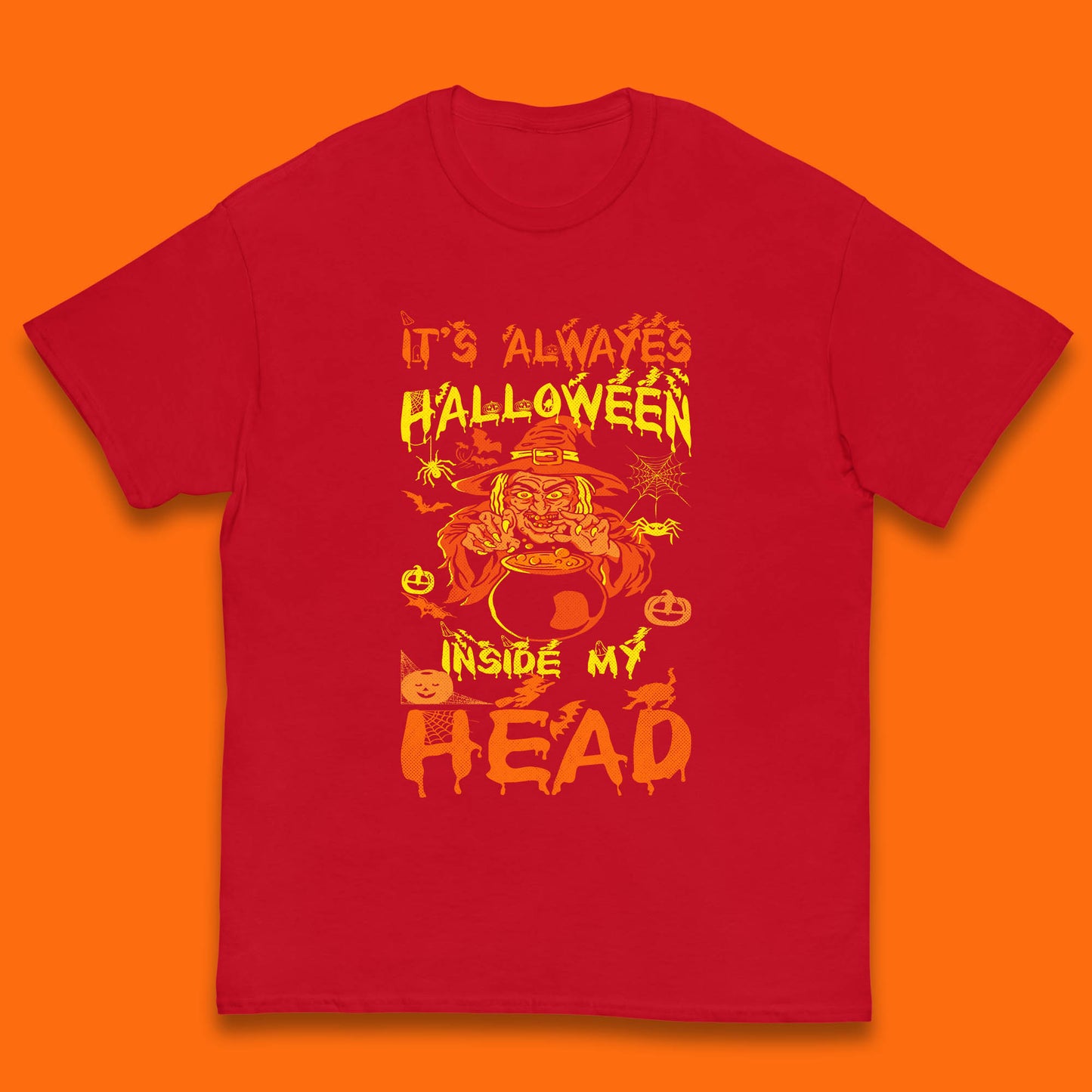 It's Always Halloween Inside My Head Witch Cooking A Magic Potion In The Cauldron (Stew Pot) Halloween Kids T Shirt