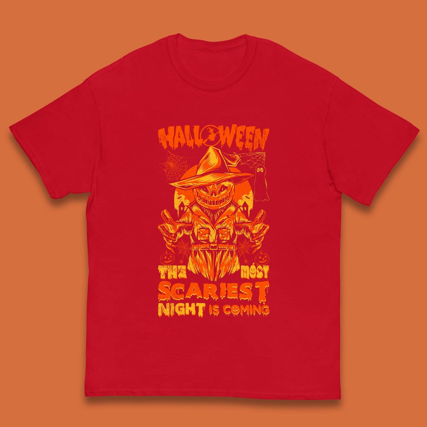 Halloween The Most Scariest Night Is Coming Halloween Scarecrow Jack O Lantern Scary Night Kids T Shirt