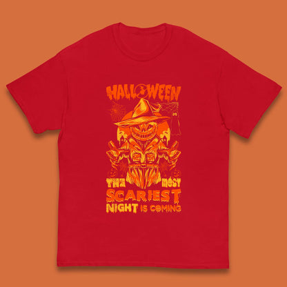 Halloween The Most Scariest Night Is Coming Halloween Scarecrow Jack O Lantern Scary Night Kids T Shirt