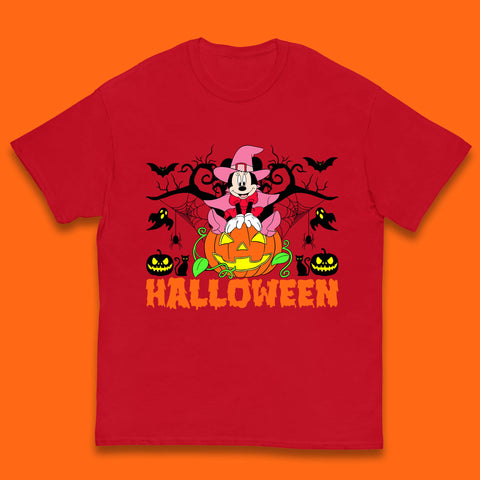 Disney Halloween Witch Minnie Mouse Sitting On Pumpkin Horror Scary Disneyland Trip Costume Kids T Shirt