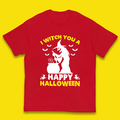 I Witch You A Happy Halloween Cauldron Potion Witch Horror Scary Spooky Season Kids T Shirt
