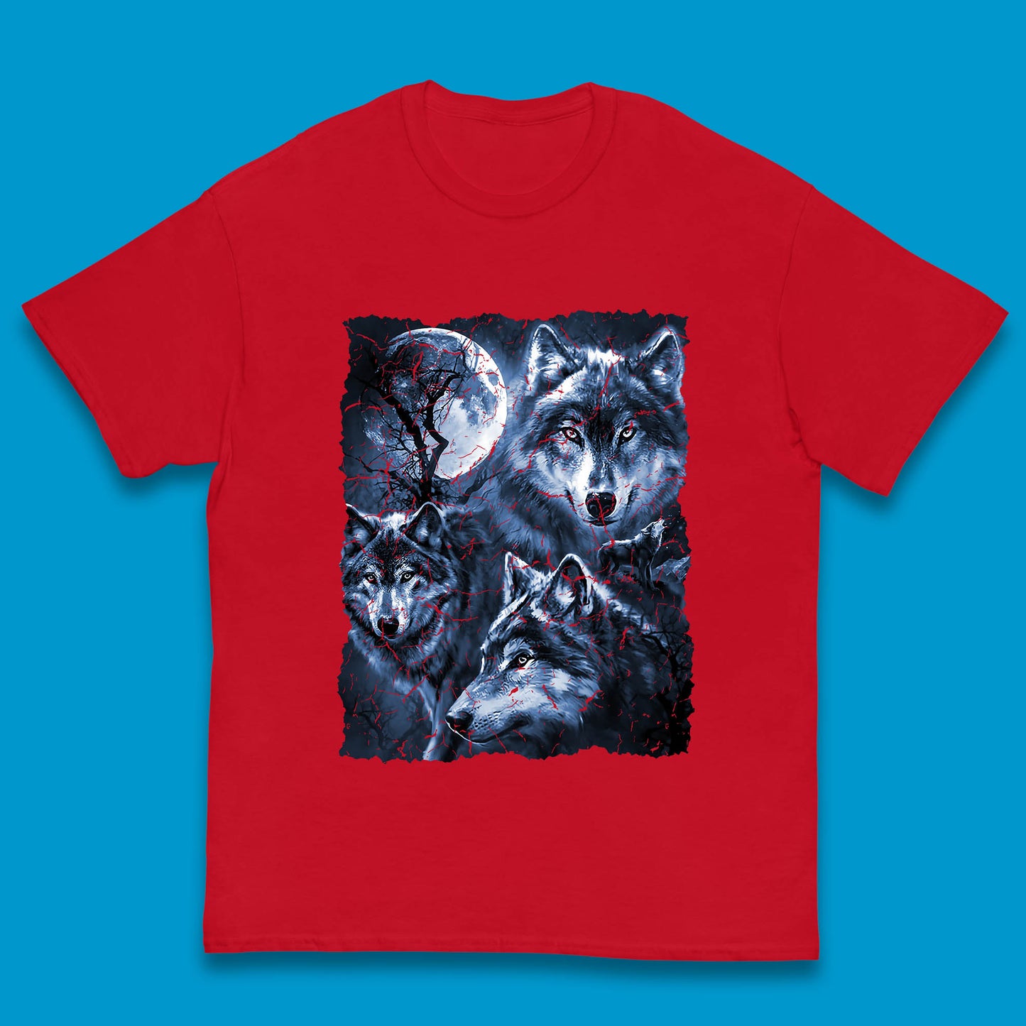Wolf Family Howling 3 Wolf Moon Wild Free Wolves Three Gray Wolf Dog Animal The Mountain Kids T Shirt