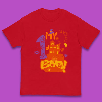 My 1st Boo Halloween Horror Scary Witch House Spooky Season Kids T Shirt