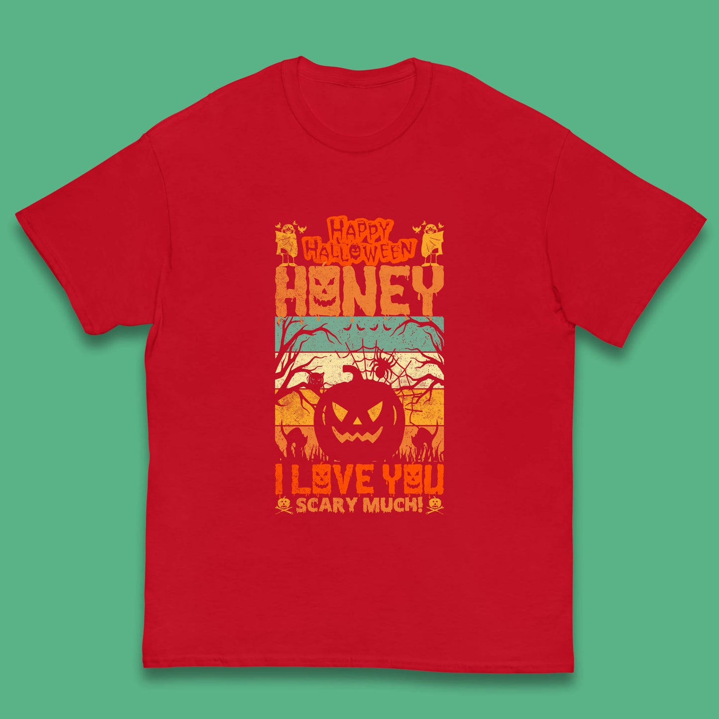 Happy Halloween Honey I Love You Scary Much Funny Halloween Scary Pumpkin Kids T Shirt