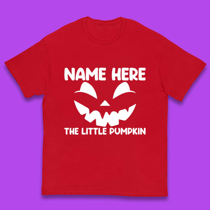 Personalised Your Name Here The Little Pumpkin Jack O Lantern Scary Spooky Face Kids T Shirt