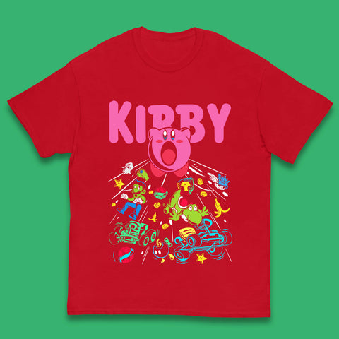 Kirby Consume Karting Mario Kart Ghost Band Heavy Metal Kirby Retro Gaming Kids T Shirt
