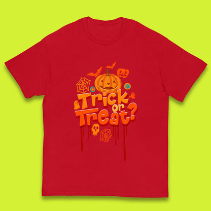 Trick Or Treat Halloween Pumpkin Blood Dripping Horror Scary Spooky Season Kids T Shirt