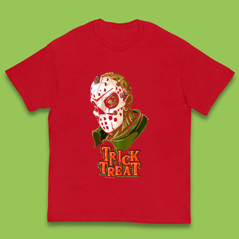 Halloween Trick Or Treat Jason Voorhees Face Mask Horror Movie Character Kids T Shirt