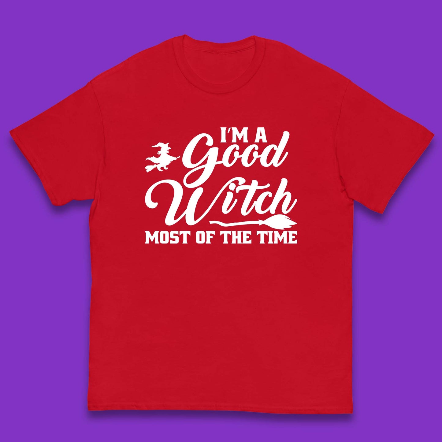 I'm A Good Witch Most Of The Time Halloween Witch Broom Kids T Shirt
