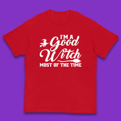 I'm A Good Witch Most Of The Time Halloween Witch Broom Kids T Shirt