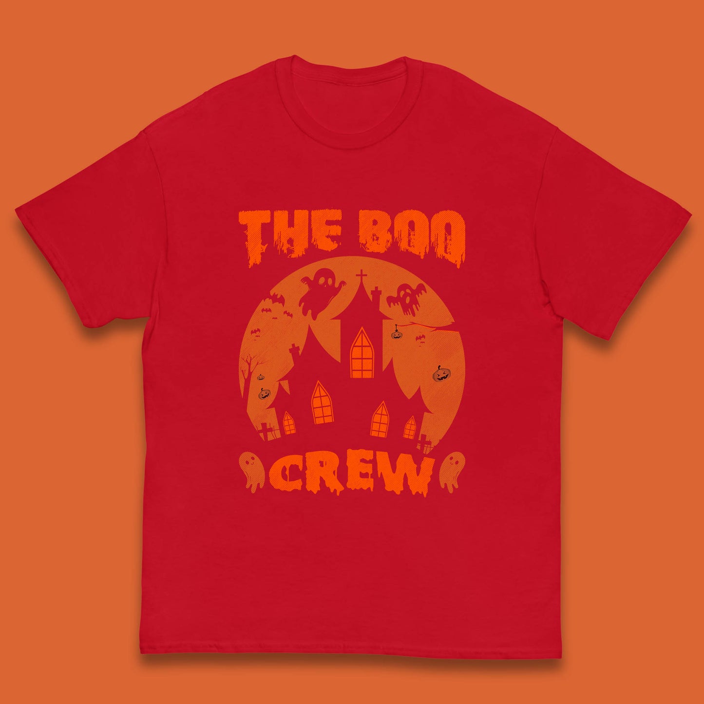 The Boo Crew Halloween Boo Squad Matching Costume Haunted House Horror Boo Ghost Kids T Shirt