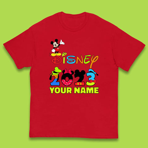Personalised Disney 2023 Disney Club Your Name Mickey Mouse Minnie Mouse Donald Duck Pluto Goofy Cartoon Characters Disney Vacation Kids T Shirt