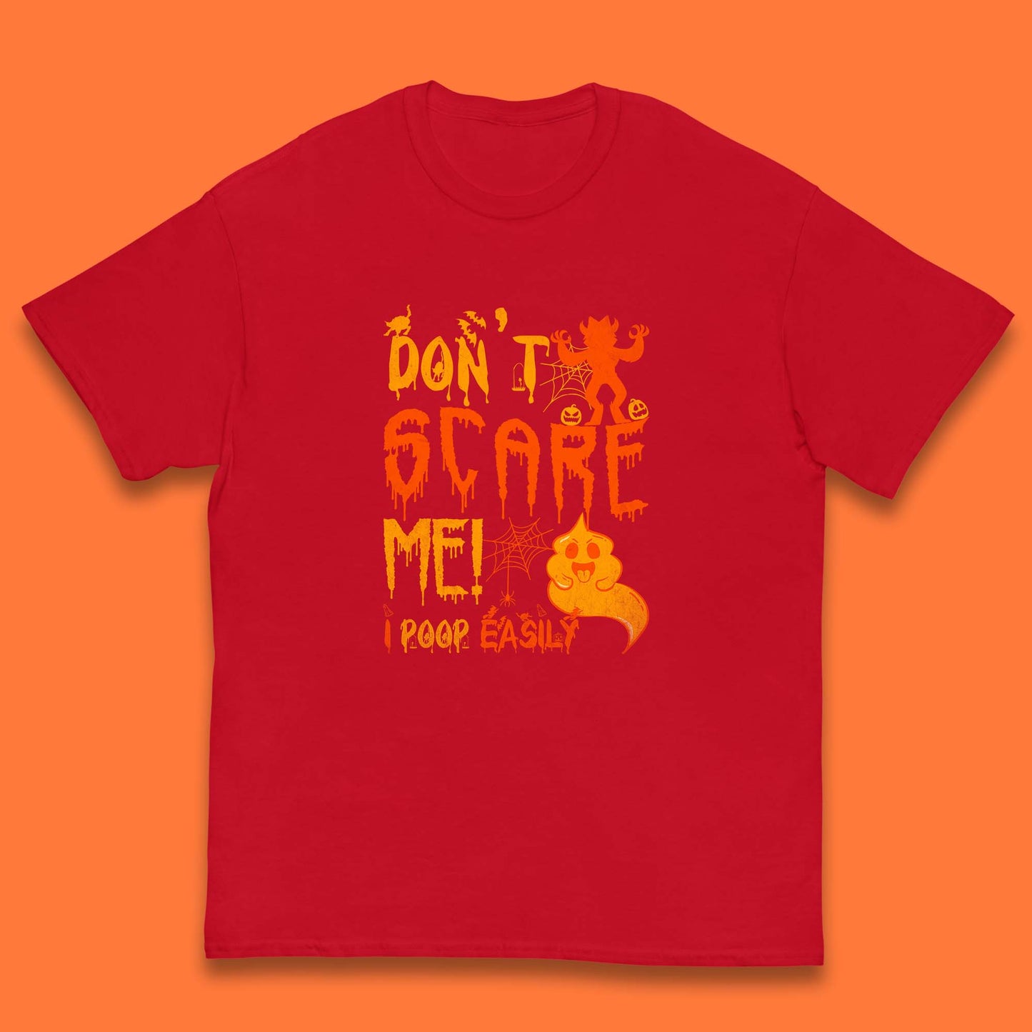 Don't Scare Me I Poop Easily Funny Halloween Spooky Horror Scared Boo Ghost Kids T Shirt