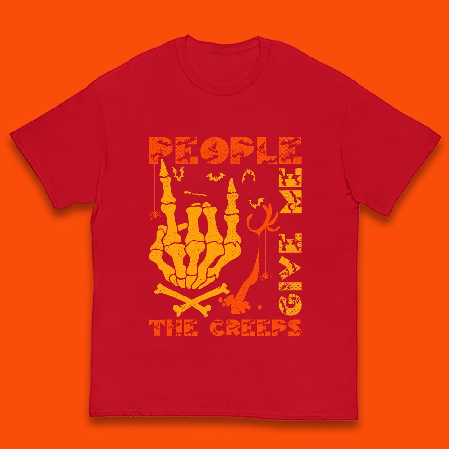 People Give Me The Creep Skeleton Hand Halloween Spooky Creepy Season Kids T Shirt