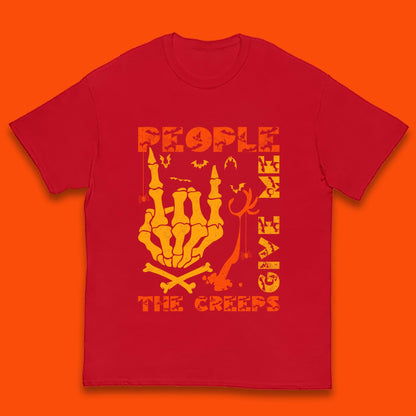 People Give Me The Creep Skeleton Hand Halloween Spooky Creepy Season Kids T Shirt
