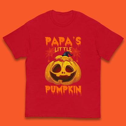 Papa's Little Pumpkin Halloween Jack-o-lantern Witch Hat Scary Evil Pumpkin Kids T Shirt