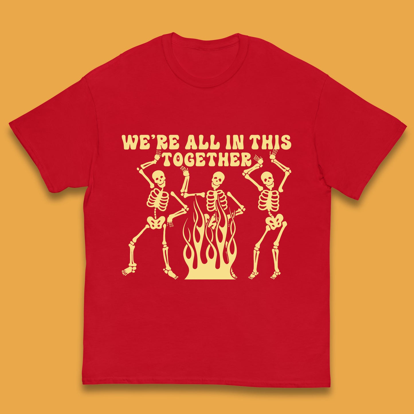 We're All In This Together Dancing Skeletons Halloween Day Spooky Season Kids T Shirt