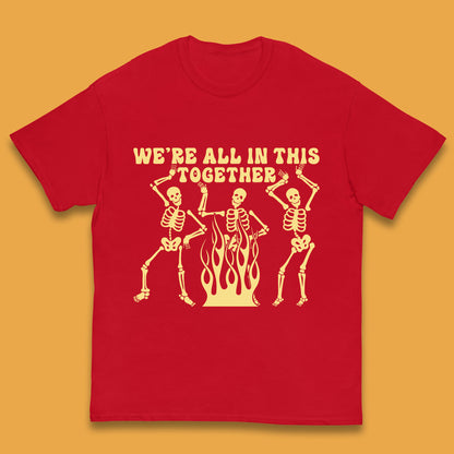 We're All In This Together Dancing Skeletons Halloween Day Spooky Season Kids T Shirt