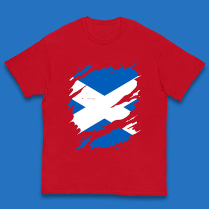 Distressed Scotland Flag Scottish Heritage Ancestry Scot Pride Scottish Flag Kids T Shirt