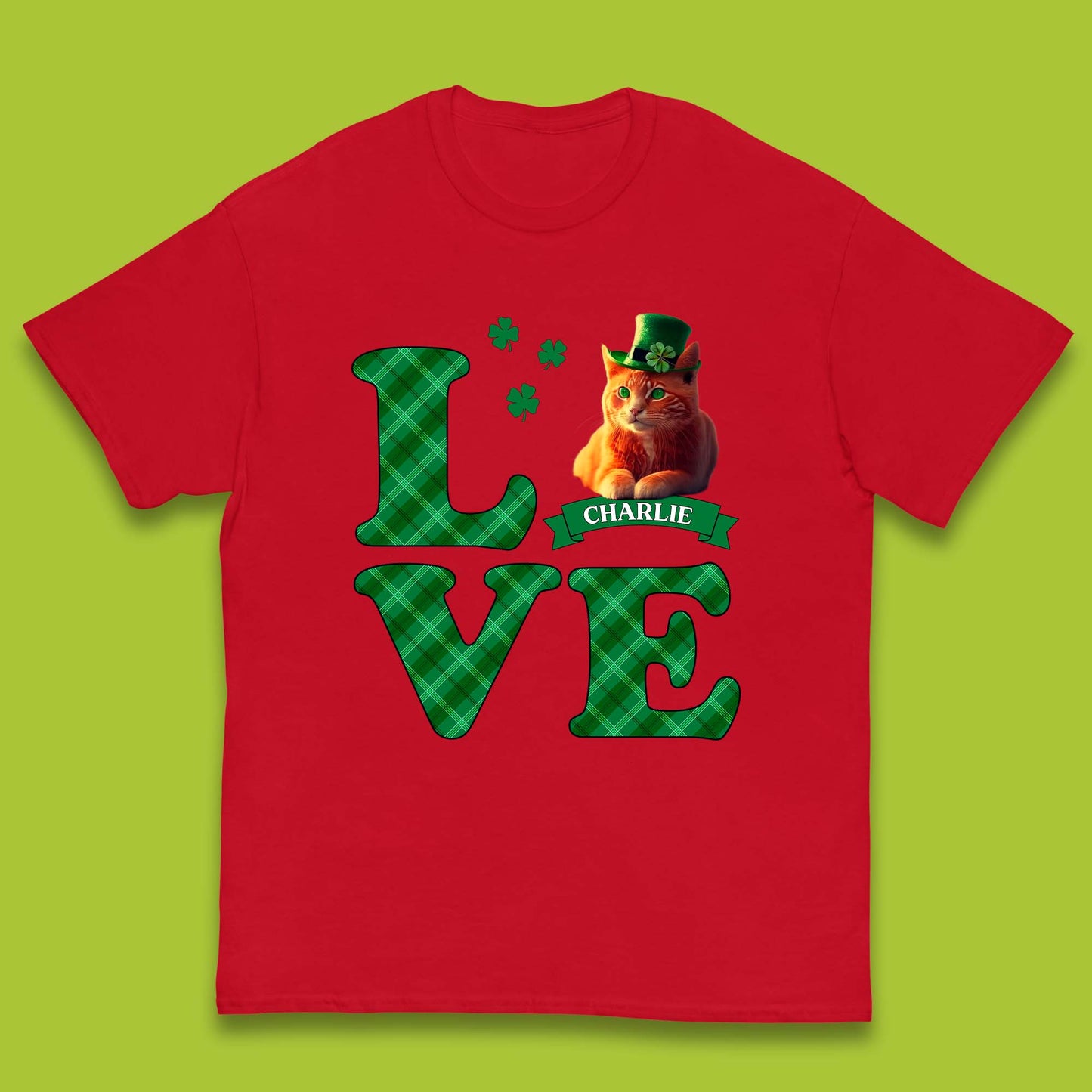 Personalised Love St. Patrick's Cat Kids T-Shirt