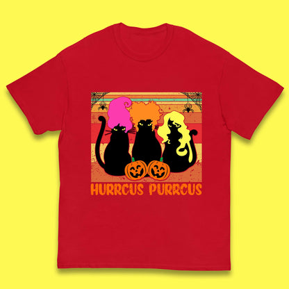 Vintage Halloween Witches Hurrcus Purrucs Scary Cat Horror Pumpkin Faces Hocus Pocus Halloween Costume Kids T Shirt