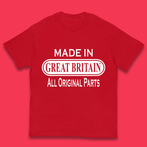 Made In Great Britain All Original Parts Vintage Retro Birthday British Born United Kingdom Country In Europe Kids T Shirt