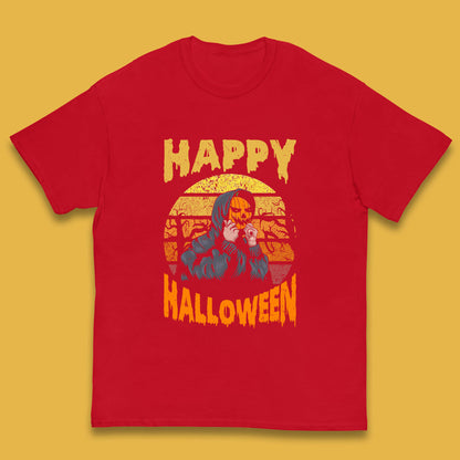 Happy Halloween Jack O Lantern Pumpkin Head Horror Scary Vintage Retro Halloween Kids T Shirt