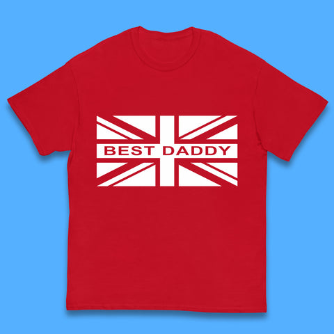 Best Daddy Vintage Union Jack Great Britain United Kingdom England Flag Patriotic Dad Father's Day Kids T Shirt