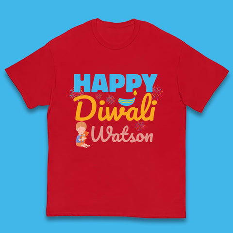 Personalised Happy Diwali Festival Of Lights Your Name Indian Diwali Holiday Celebration Kids T Shirt