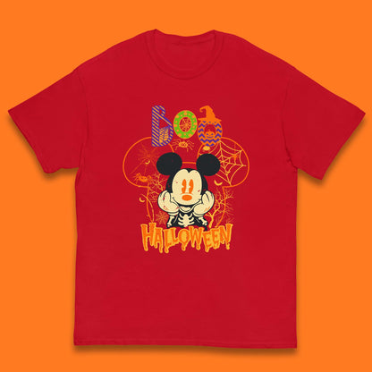 Boo Halloween Mickey Mouse Skeleton Horror Scary Disney Halloween Disneyland Trip Kids T Shirt