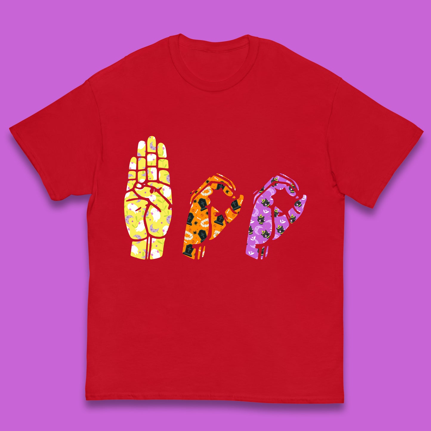 Halloween Hand Sign Language Boo Ghost American Sign Language Alphabet ASL Halloween Kids T Shirt