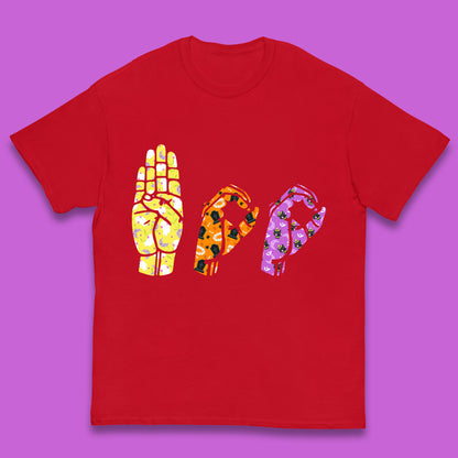 Halloween Hand Sign Language Boo Ghost American Sign Language Alphabet ASL Halloween Kids T Shirt