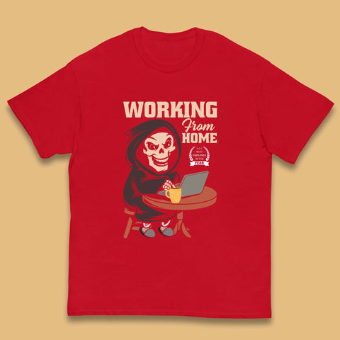 Working From Home Best Employee Of The Year Funny Death Halloween Kids T Shirt