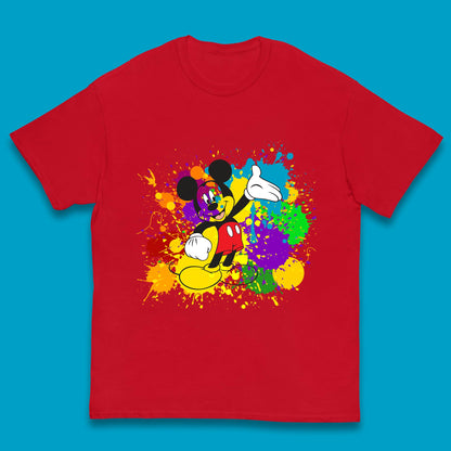 Abstract Paint Splashing On Disney Mickey Mouse Disneyland Trip Kids T Shirt