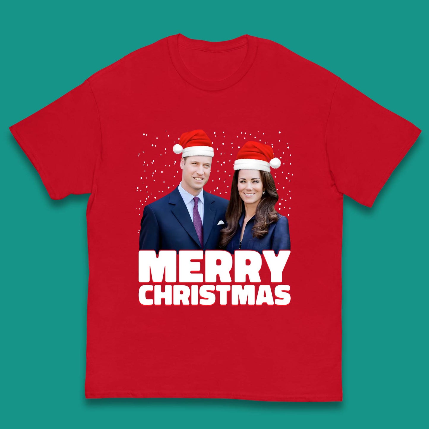 Prince William & Kate Merry Christmas Kids T-Shirt