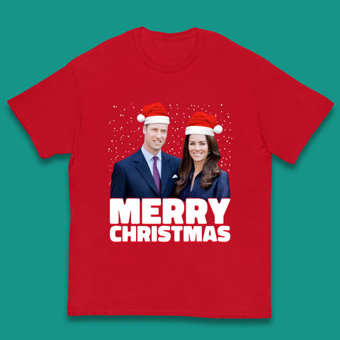 Prince William & Kate Merry Christmas Kids T-Shirt
