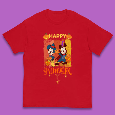 Happy Halloween Disney Witch Mickey Mouse Minnie Mouse Horror Scary Disneyland Trip Kids T Shirt