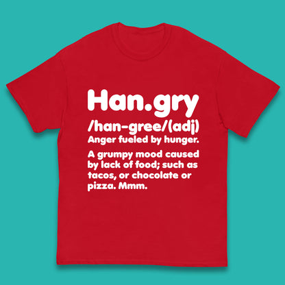 Hangry Definition Anger Fuled By Hunger Funny Kitchen Quote Kids T Shirt