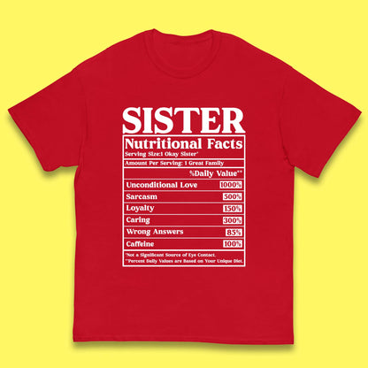 Sister Nutrition Facts Kids T-Shirt