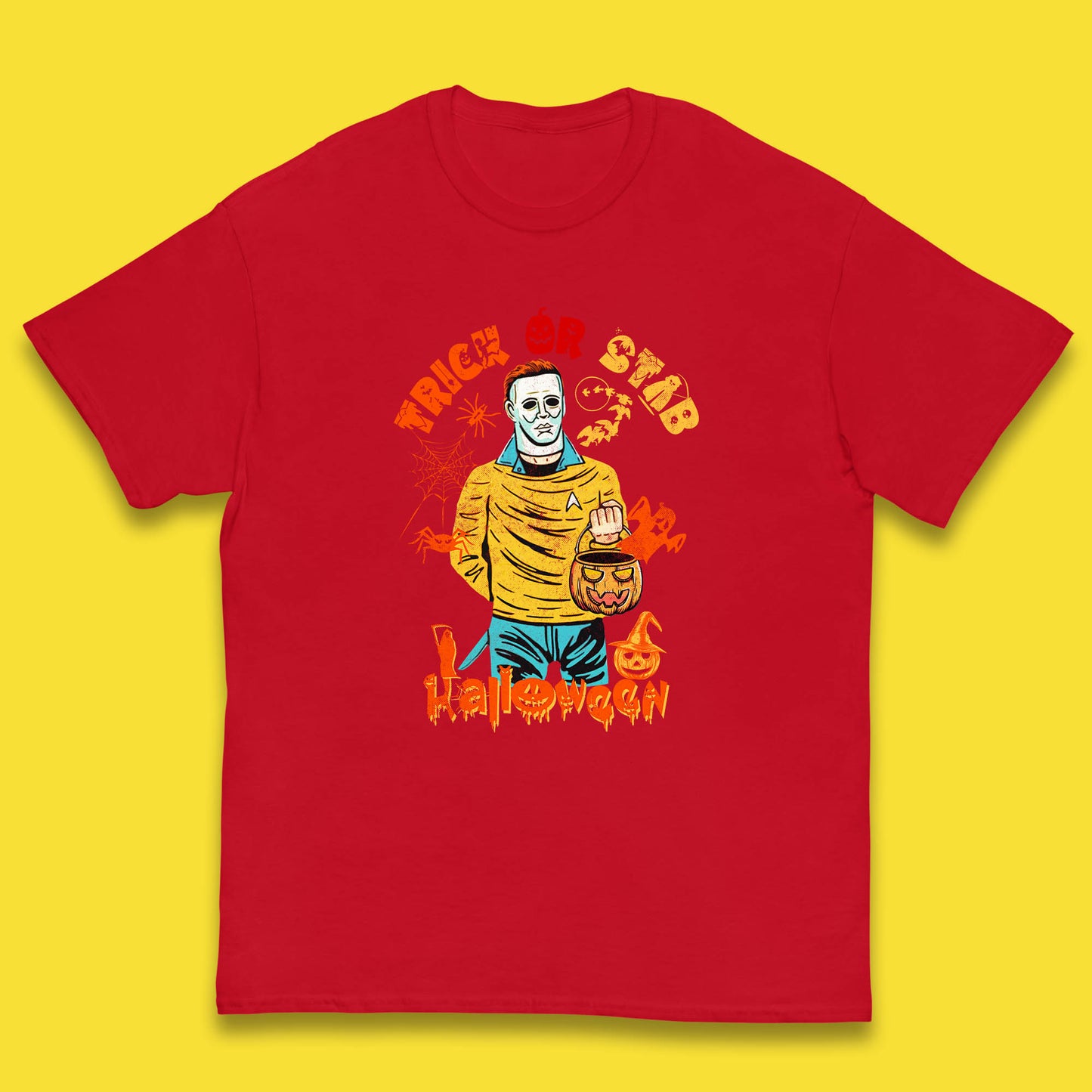 Trick Or Stab Halloween Michael Myers Stab Trek Trick Or Treat Kids T Shirt