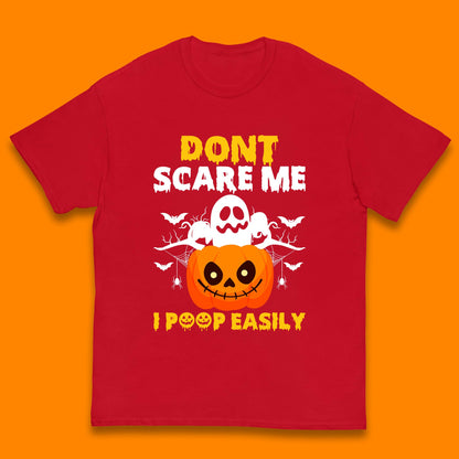 Don't Scare Me I Poop Easily Ghost Halloween Funny Meme Costume Kids T Shirt