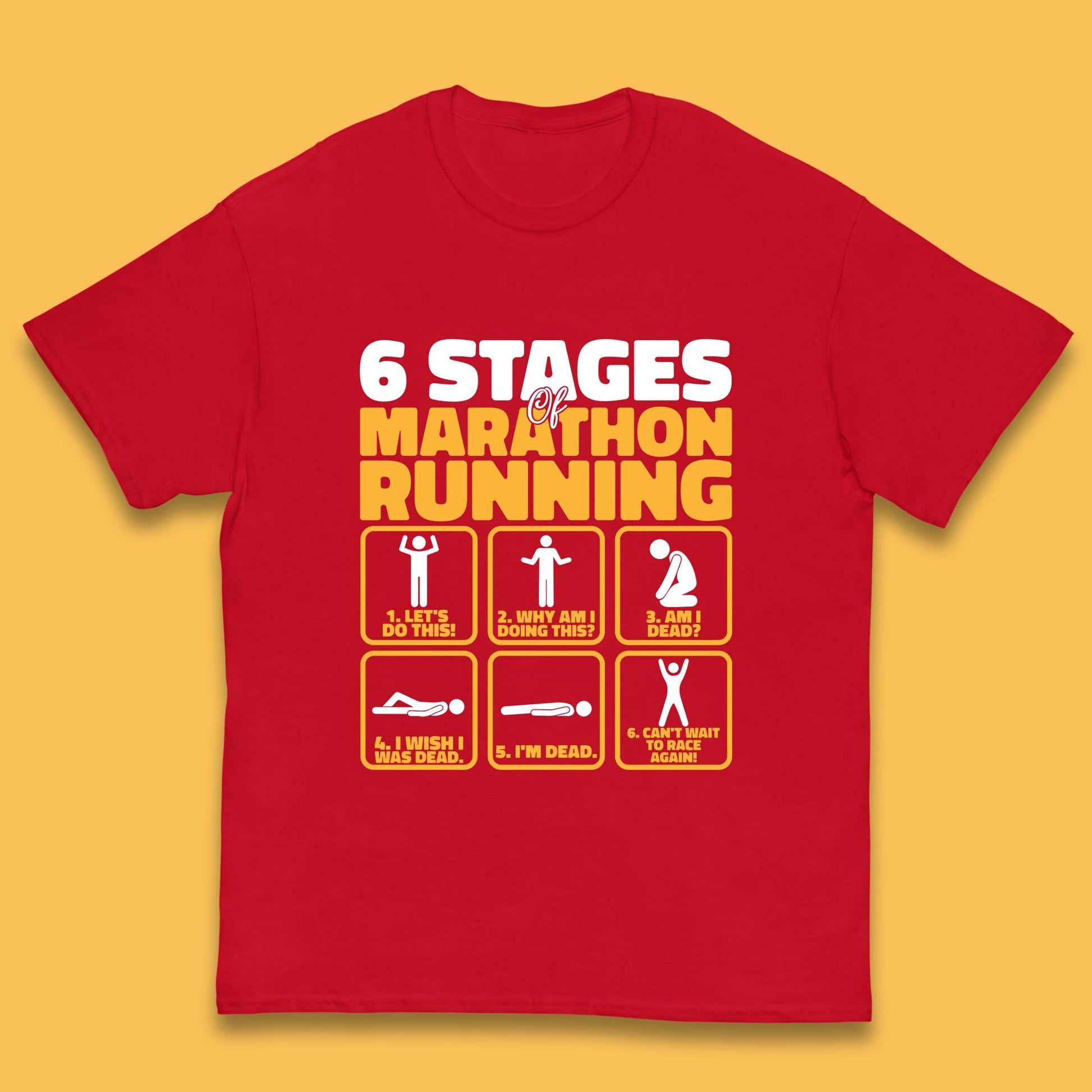 6 Stages Of Marathon Running  Kids T Shirt